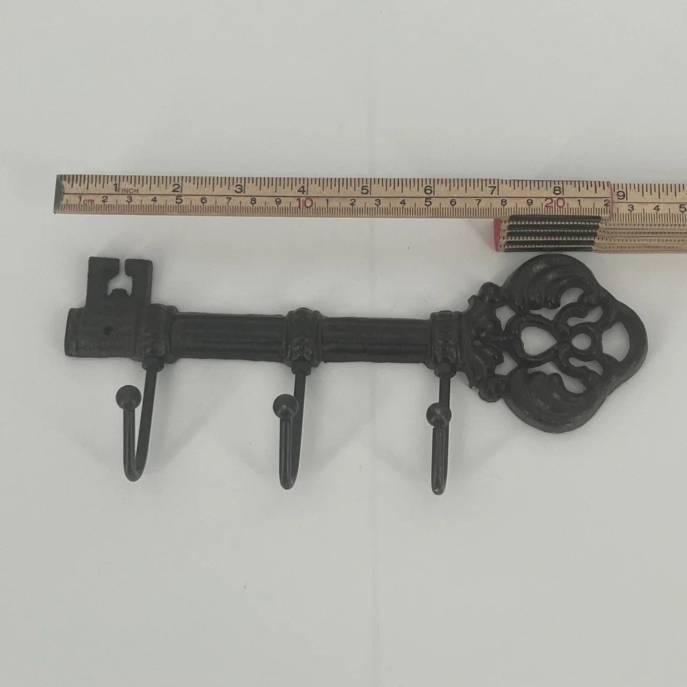 Skeleton Key Wall Hook Rack Cast Iron Victorian Black Rustic Whimsygoth 9.5